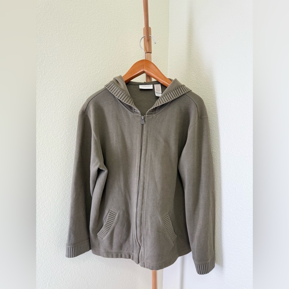 Liz Claiborne Sage Green Zip-Up Hoodie Sweater Women’s Size Large